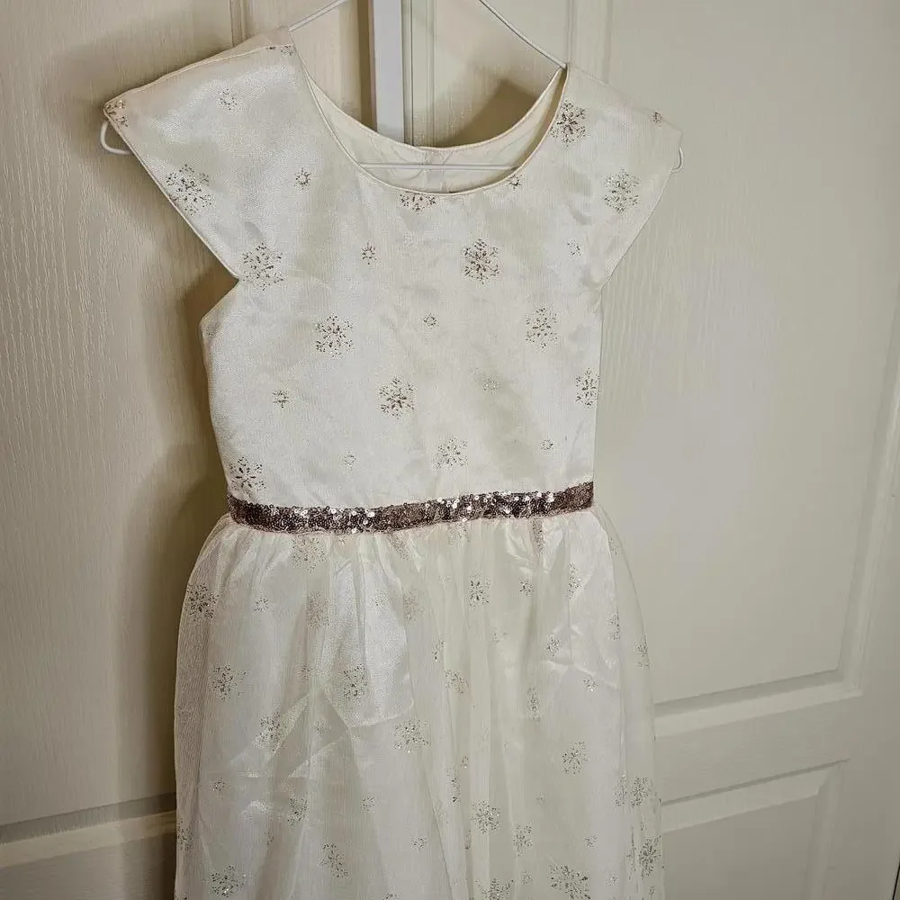 Elegant Girls' Dress with Sequined Belt